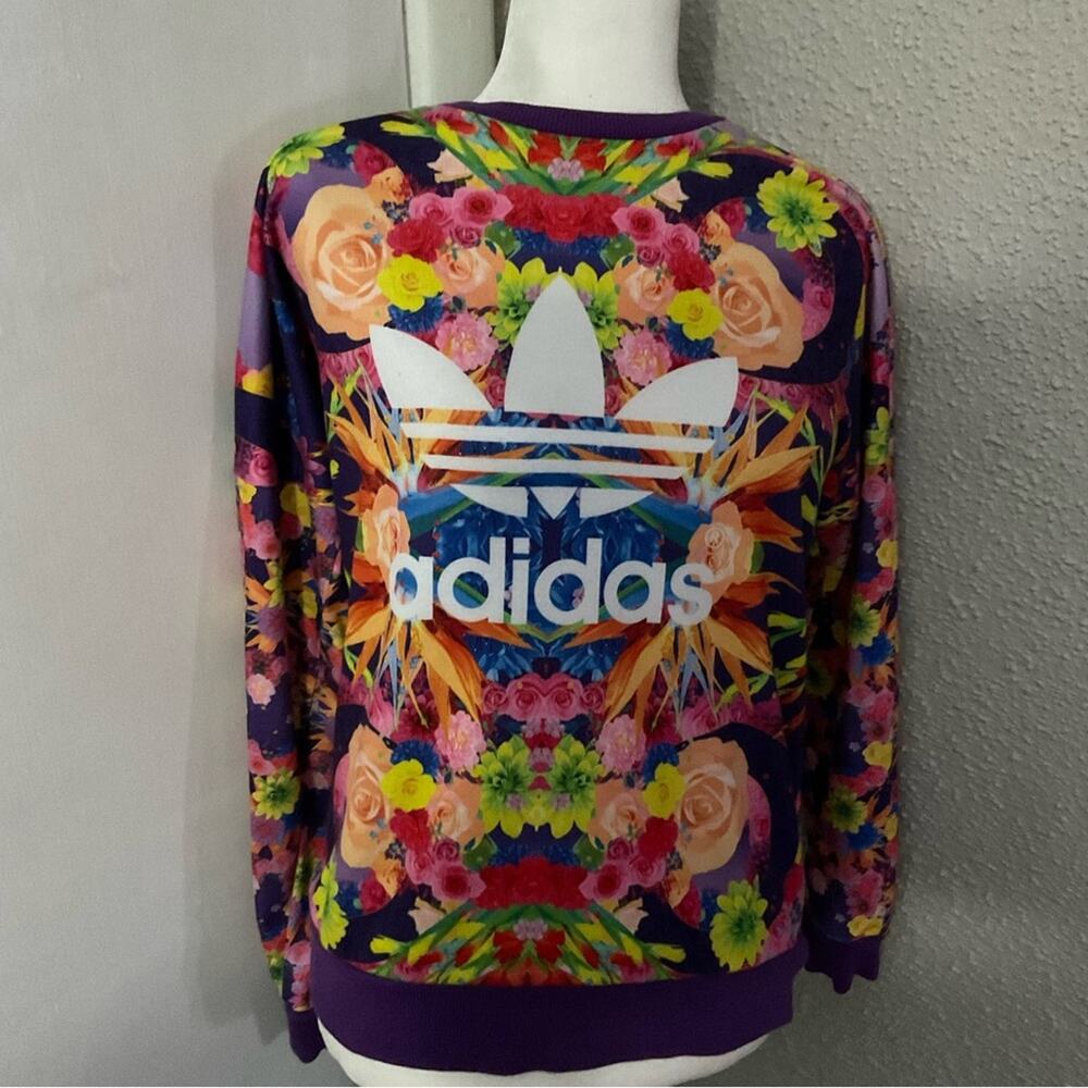 Adidas Limited Edition Girls Floral Trefoil Sweatshirt 13-14 Y Athleisure Prints